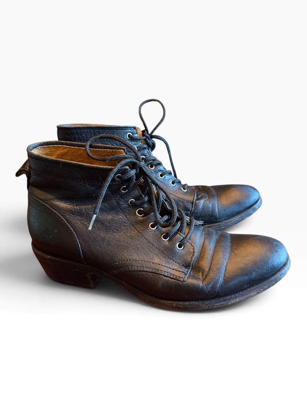 Frye Black Leather Lace-Up Ankle Boots Women’s 9 B